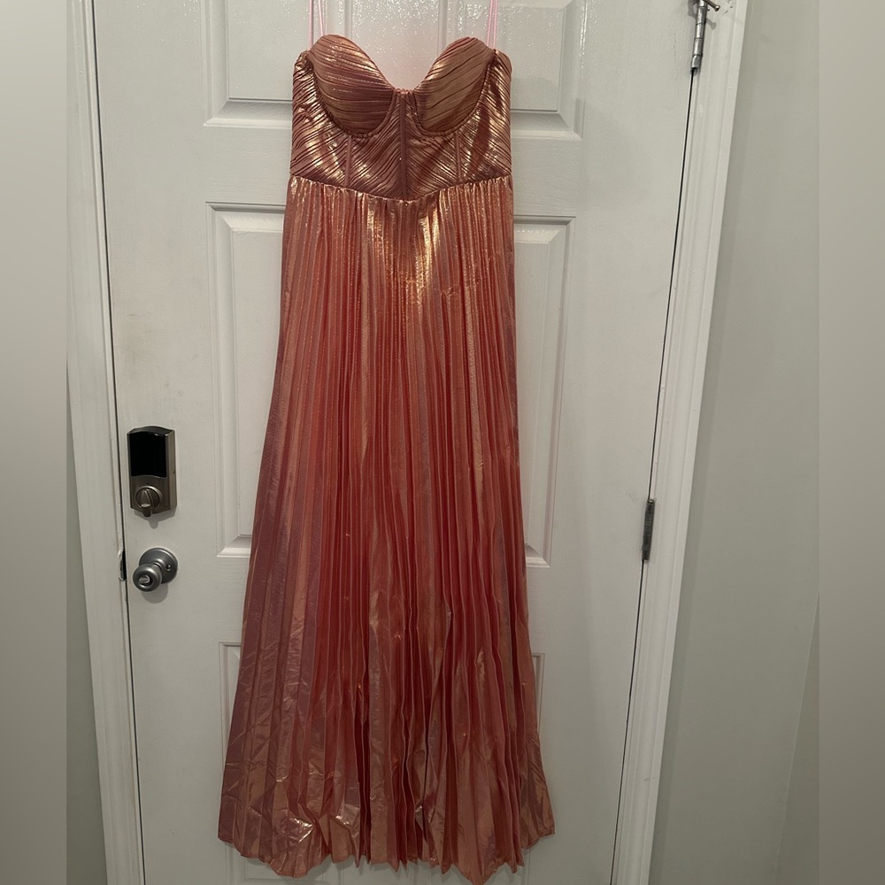 Salmon/pink/iridescent strapless gown- never worn